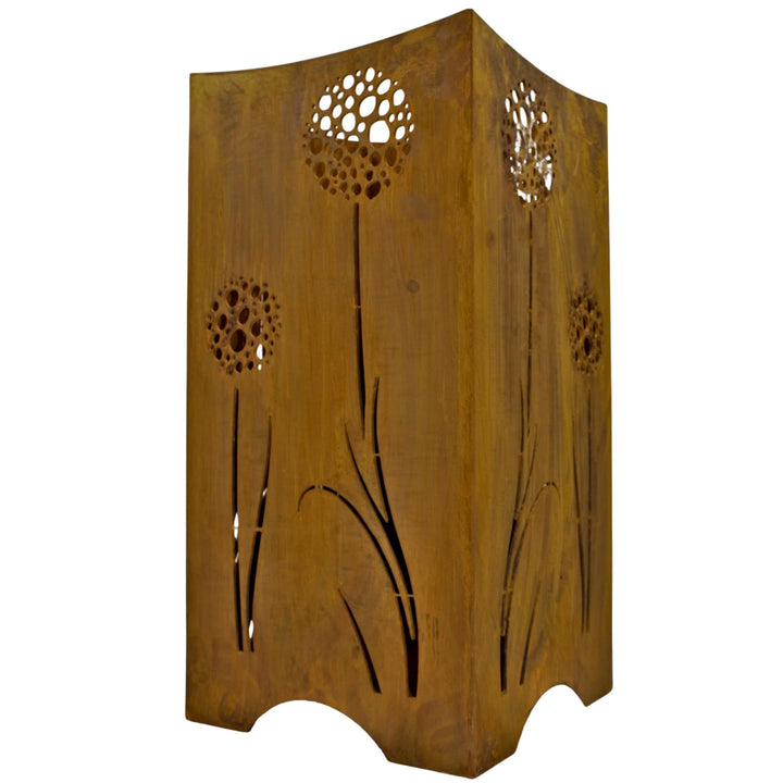 Rostikal | Feuerkorb mit Pusteblumen | Feuerstelle Feuerschale aus Metall Rost für Garten und Terras