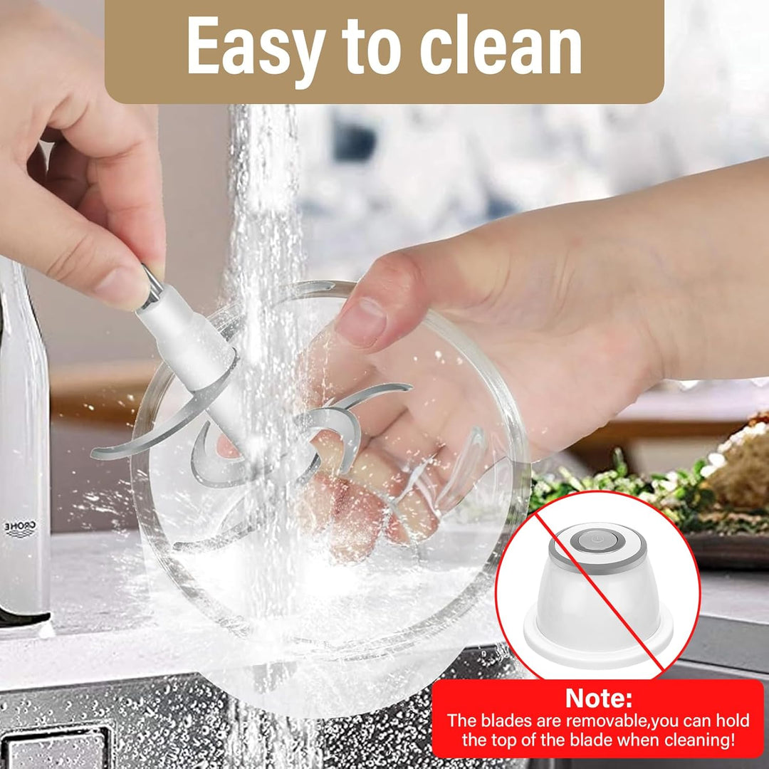 Zwiebelschneider Elektrisch 350ml, Mini Zwiebel Zerkleinerer, Gemüseschneider Elektrisch Küche mit U