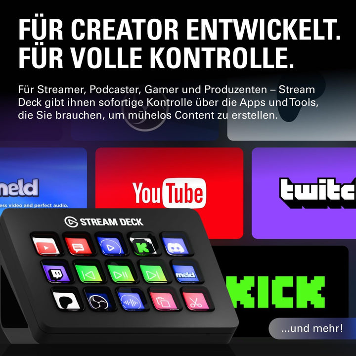Elgato Stream Deck MK.2 – Studio-Controller, 15 Makrotasten, auslösen von Aktion in Apps und Softwar