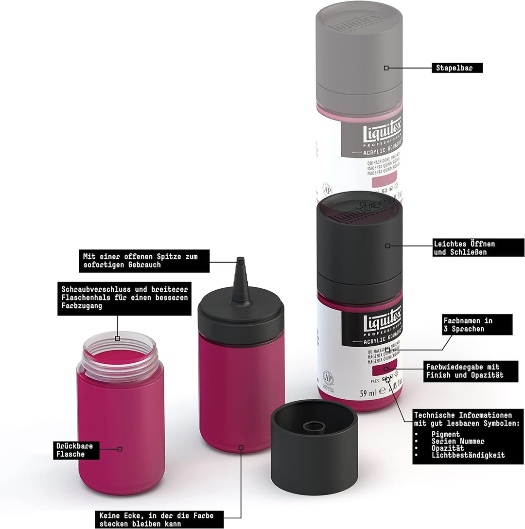 Liquitex 3699322 Acrylfarbe mit Gouache Eigenschaften, Lichtecht, wasserfest, 6 Acrylfarben in 22ml