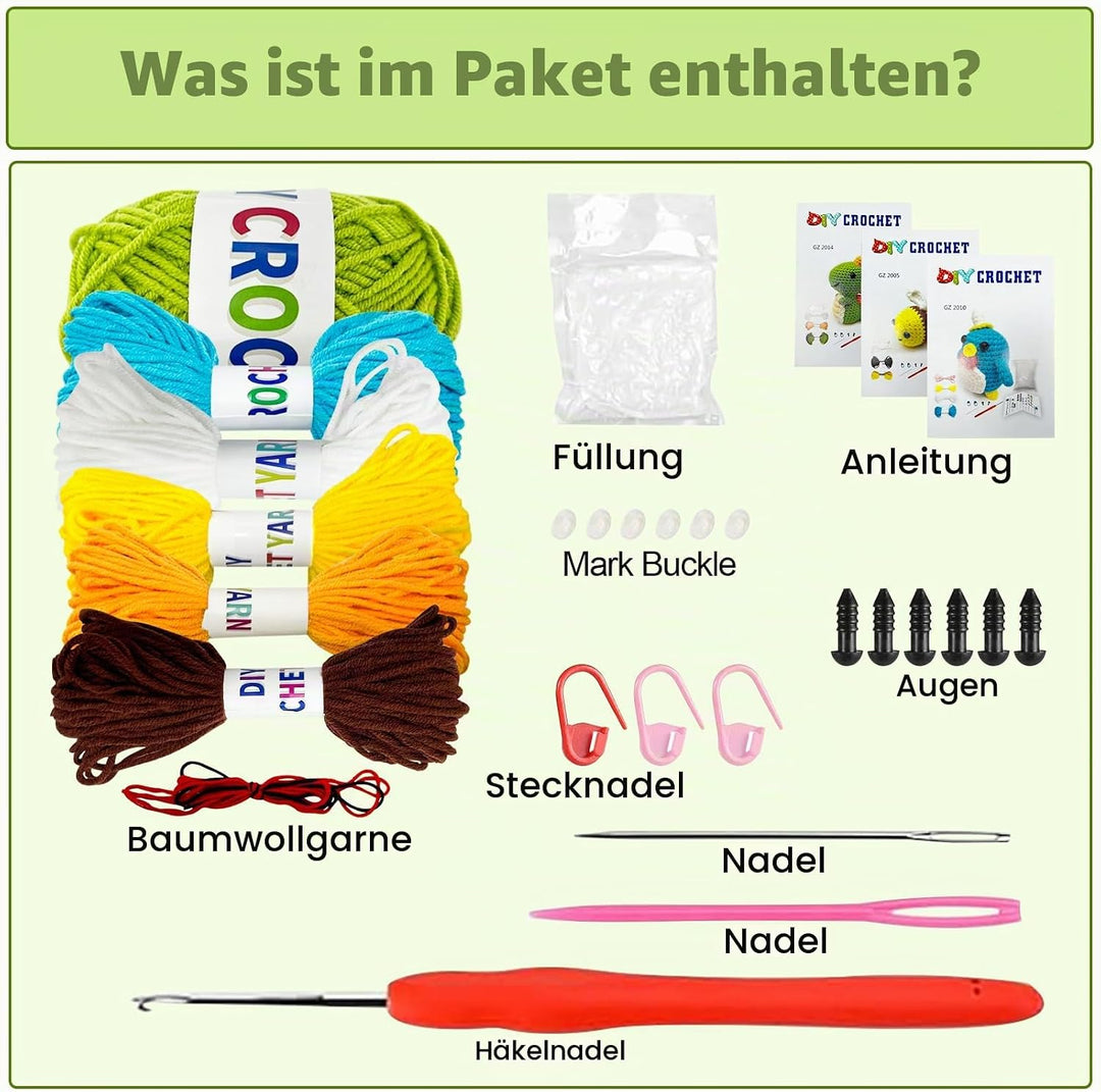 Ruikdly Heckel Set,Häkeln Für Anfänger Häkelset Tiere,Crochet Set,Häkelset Für Anfänger Tiere Schrit