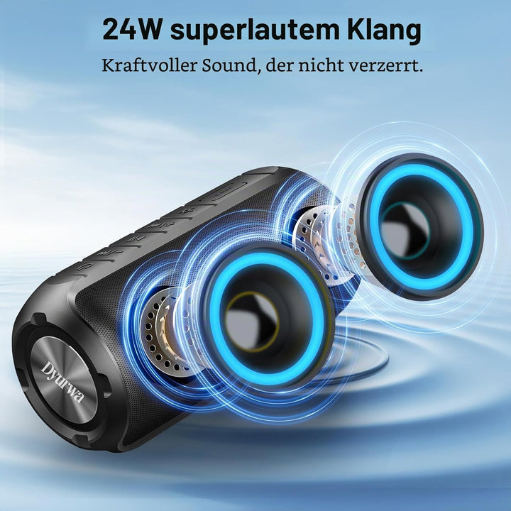 Bluetooth Lautsprecher mit Licht, 52mm Dual Musikbox Bluetooth Box Fantastischer Sound, 12H Outdoor
