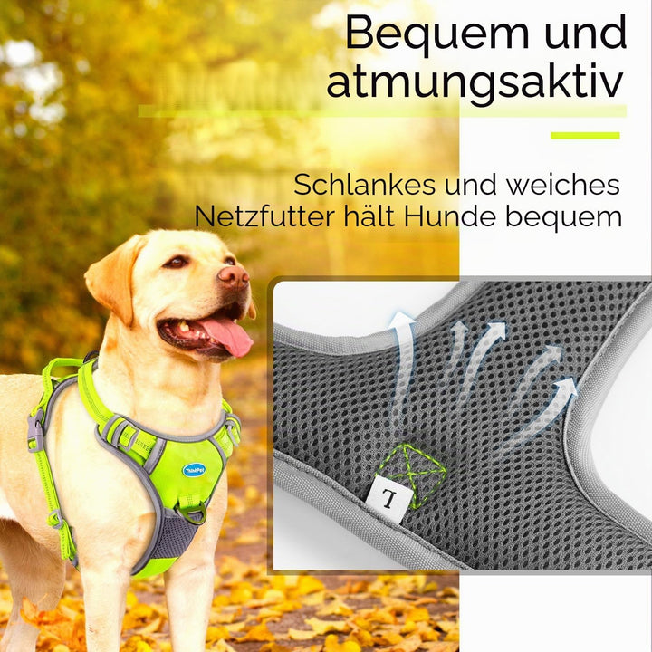 ThinkPet No-Pull Hundegeschirr, Atmungsaktiv Brustgeschirr für Kleine Mittlere Grosse Hunde, Einstel