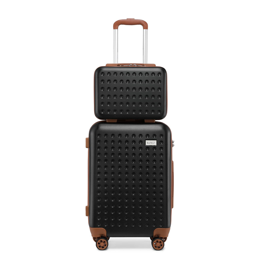 KONO Koffer Trolley Klein Hartschalenkoffer Reisekoffer von ABS Hartschalen Handgepäck mit 4 Spinner