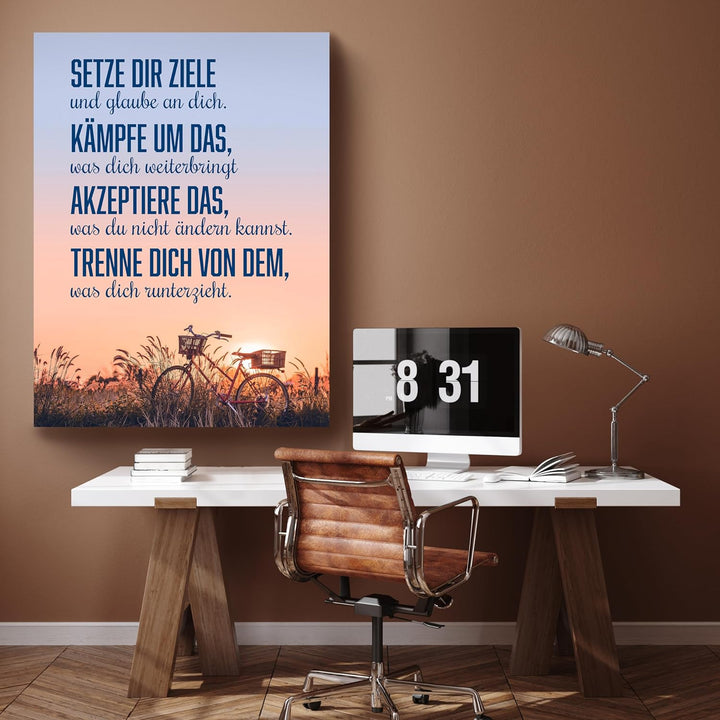 wandmotiv24 Motivations Motiv als Leinwandbild, 40x30cm, Hochformat, Motivation, setze dir Ziele, Fa