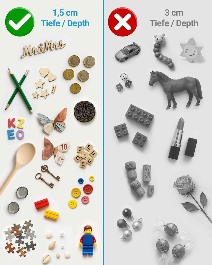 PHOTOLINI 3D Bilderrahmen zum Befüllen 21x30 A4 Schwarz, 1,5 cm tiefer Objektrahmen mit Glas, tiefer