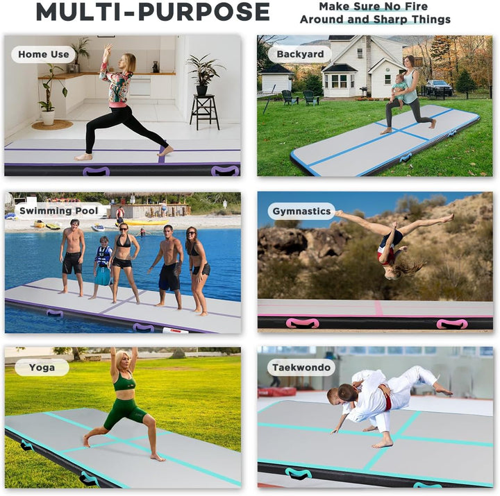 KIKILIVE 10/20CM Hoch Gymnastikmatte Tumbling Matte, 2/3/4/5/6M Aufblasbar Gymnastik Track Matte Air