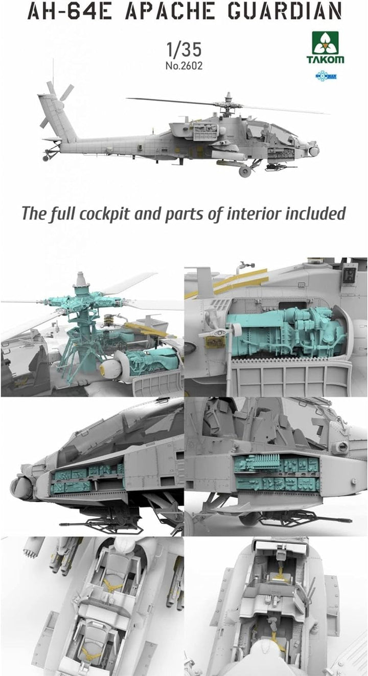 Tacom 1/35 US Army AH-64E Apache Guardian Attack Hubschrauber Kunststoff Modell TKO2602 geformte Far