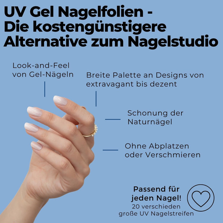 Original Miss Sophie UV Starterset I Selbstklebende UV Nagelfolien I Nagelaufkleber in Rosewood Love