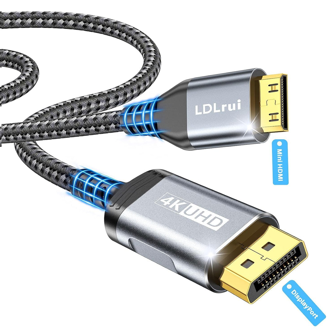 LDLrui DisplayPort zu Mini HDMI Kabel 2m [Biegefest, Hochgeschwindigkeits] Unterstützt 4K@60Hz, 2K@1