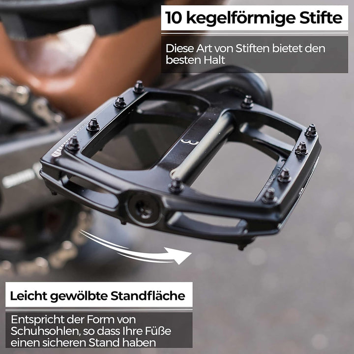 BBB Cycling Fahrrad Pedale mit Grosse Plattform Alu-Pedalkörper Auswechselbare Grip-Pins CoolRide BP