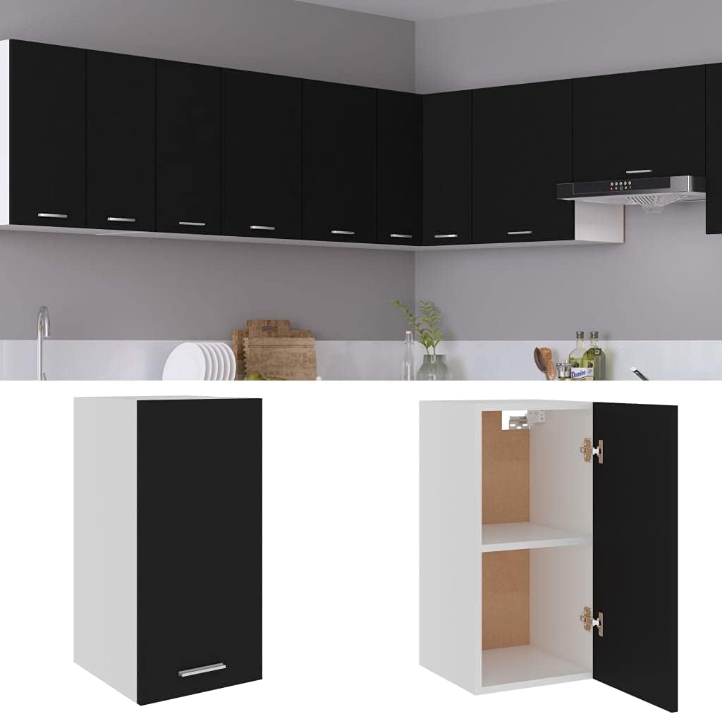 homiuse Hängeschrank Schwarz 29,5x31x60 cm Holz KüChenschrank HäNgeschrank KüChe KüChenunterschrank