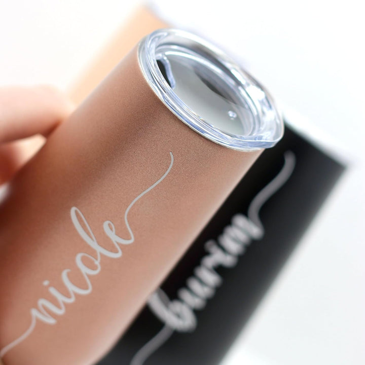 Thermobecher Sektglas - personalisiert Geschenkidee - Edelstahl - Mit Deckel (rosa), rosa
