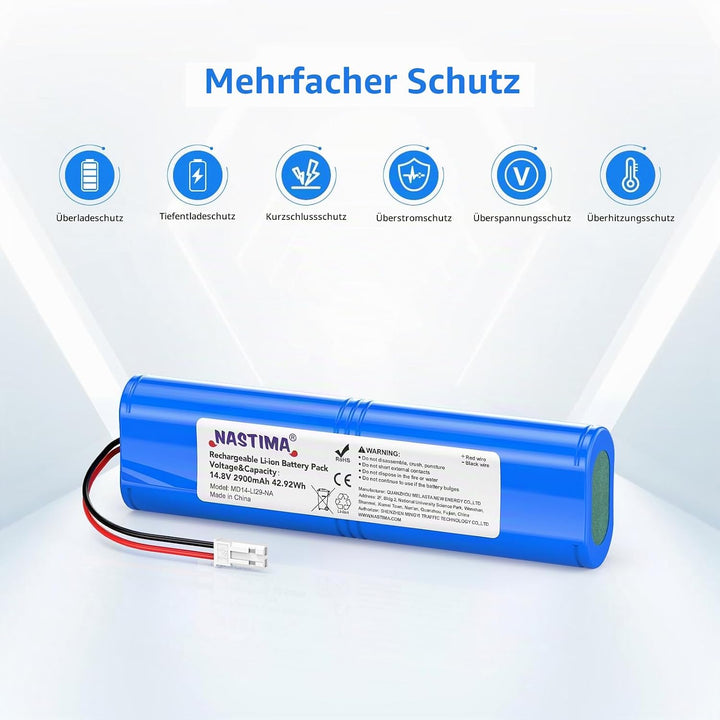 NASTIMA 14,8V 2900mAh Li-ion Akku, Ersatz Akku für Medion MD 18500 18501 18600 Serie Staubsauger
