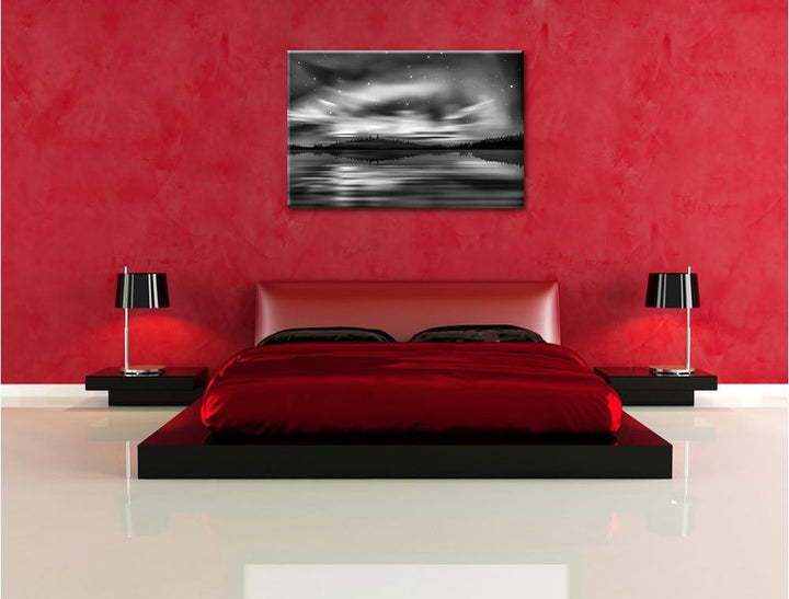 Pixxprint Finnische Polarlichter als Leinwandbild/Grösse: 100x70 / Wandbild/Kunstdruck/fertig bespan