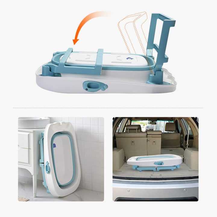 Faltbare Badewanne für Babys, XXL, 3-in-1, faltbar, für Neugeborene, mit Duschhocker, schnelle Entwä