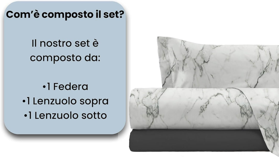 Italian Bed Linen, Fashion Bettwäsche-Set, Microfiber, Marble, Kleines Doppelbett Kleines Doppelbett