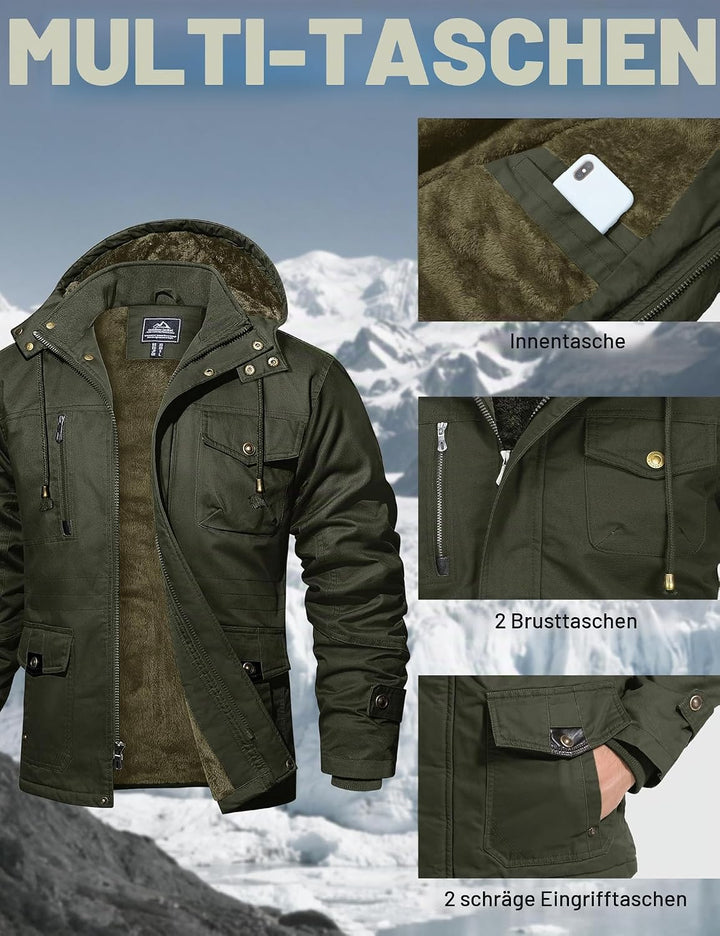 MAGCOMSEN Winterjacke Herren Warm Gefüttert Jacke Fleece Winterparka Winddicht Outdoor Übergangsjack