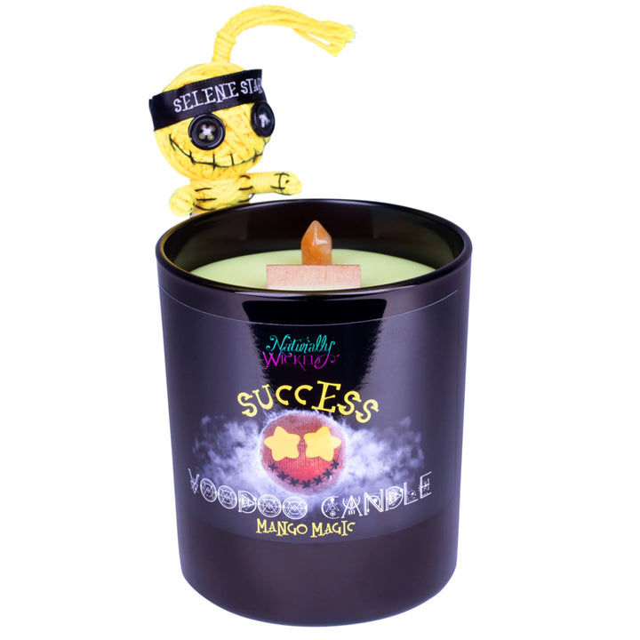 Naturally Wicked Voodoo Erfolgs Kerze | Inklusive Voodoo-Puppe und Kristallstab | Vegane Kristallzau