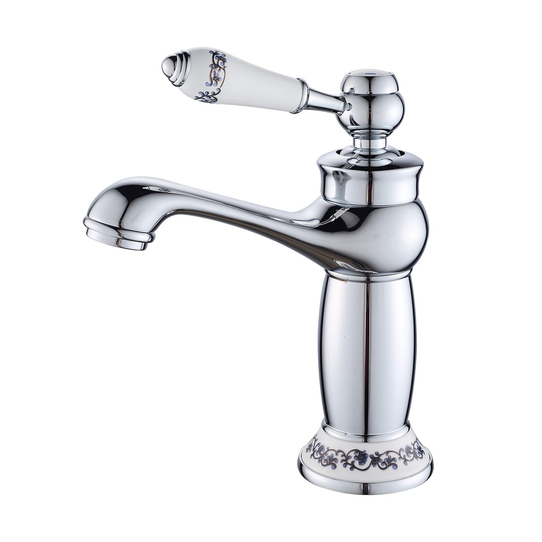 Wasserhahn Bad Antik mit Keramikgriff, Messing Einhebel-Waschbeckenarmatur, Elegant Geschwungene Was