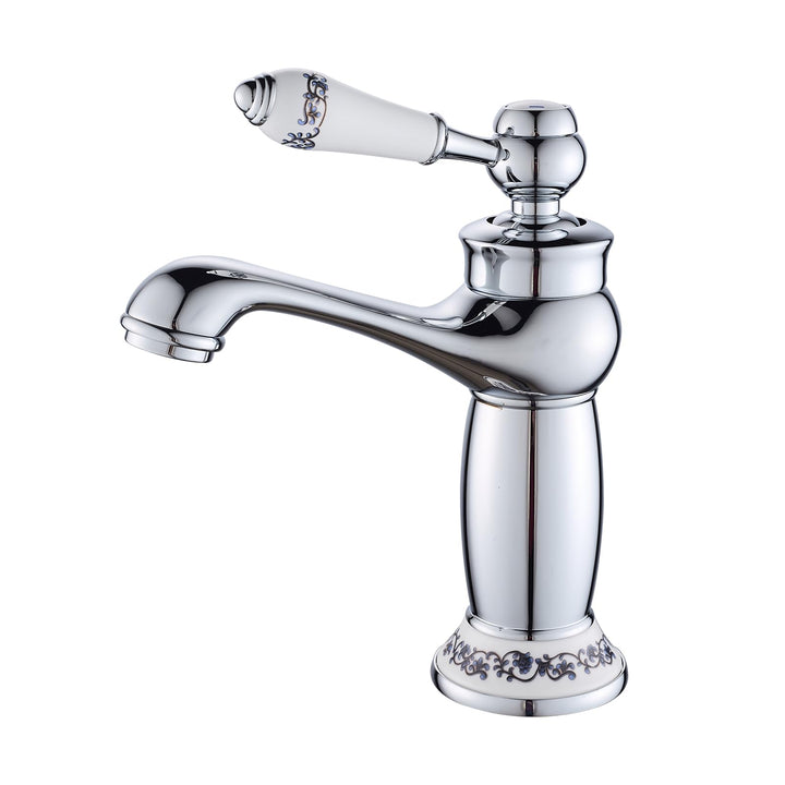 Wasserhahn Bad Antik mit Keramikgriff, Messing Einhebel-Waschbeckenarmatur, Elegant Geschwungene Was