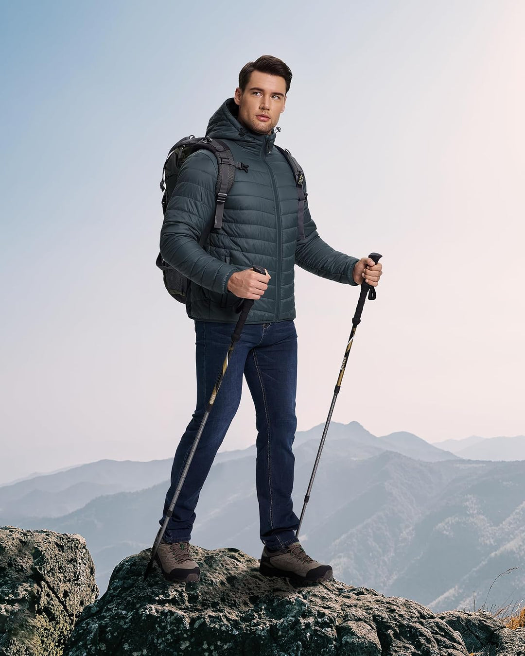 33,000ft Herren Leichte Steppjacke Outdoor Wasserbeständige Übergangsjacke Warme Winterjacke für Män