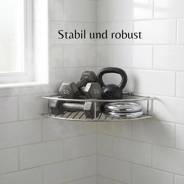 FACKELMANN Dusch-Eckablage 2er Set, hochwertiger Duschkorb aus Edelstahl, Ablage fürs Badezimmer, Ba