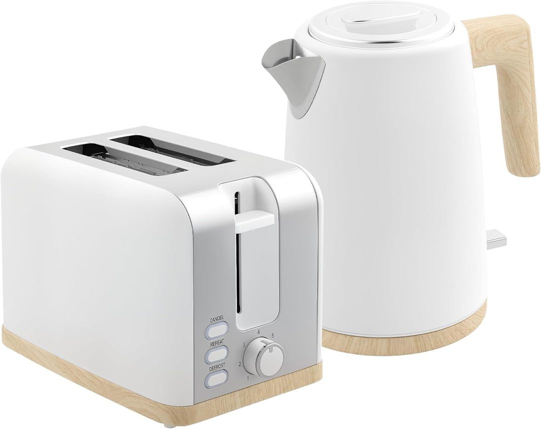 HOMCOM Set Wasserkocher und Toaster 2200W, Wasserkocher 1,7 L Schnellheizer und Toaster 2 Scheiben,