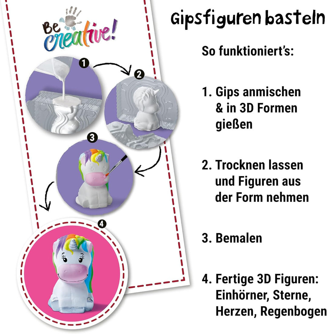 Ravensburger BeCreative Gipsgiessen Einhorn - Bastelset für Kinder ab 7 Jahren, Gipsfiguren giessen