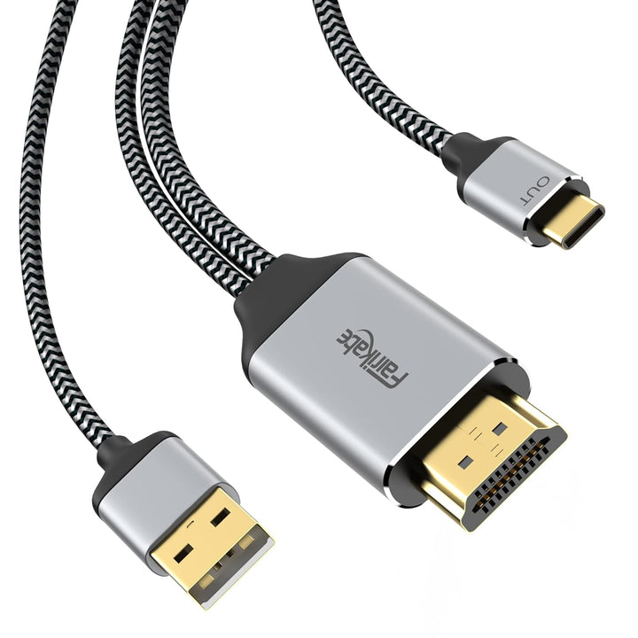 fairikabe HDMI auf USB C Kabel 4K @ 60Hz, HDMI auf USB Typ C Adapterkabel 2,0m mit USB Stromkabel, k