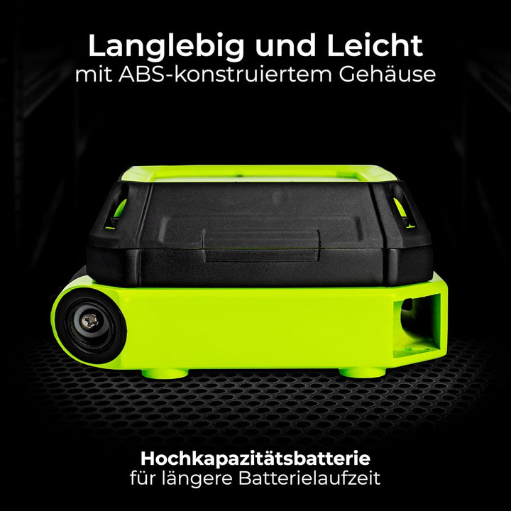 Luceco LED-Kompakt-Magnet-Arbeitsleuchte mit USB-Anschlüssen, 2 Leuchtmodi, Tragegriff und Haken, In