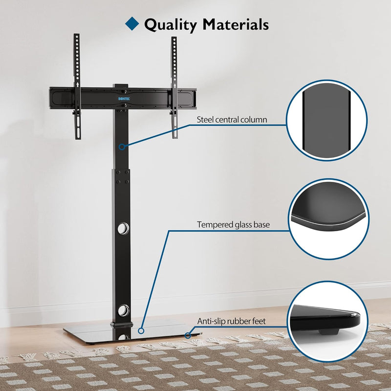 BONTEC TV Ständer Standfuss Fernsehstand für 30-70 Zoll Flach & Curved Fernseher bis zu 40 kg, Schwe