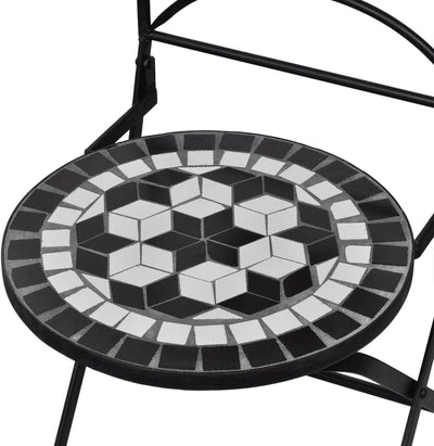 homiuse 37x44x89 cm Bistrostühle Klappbar 2 STK. Keramik Schwarz und Weiss Esszimmerstuhl Klappstuhl