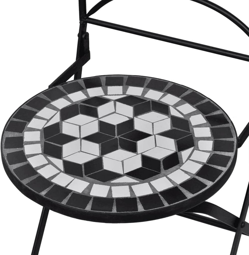 homiuse 37x44x89 cm Bistrostühle Klappbar 2 STK. Keramik Schwarz und Weiss Esszimmerstuhl Klappstuhl