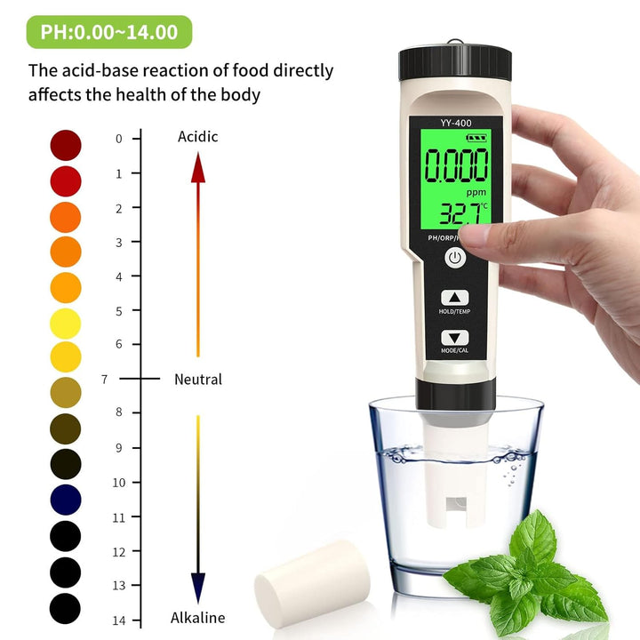 pH Messgerät, 4-in-1 pH ORP H2 TEMP Tester, Acqua IP67 Wasserdicht 0,01 hochpräzise digital Wasserqu