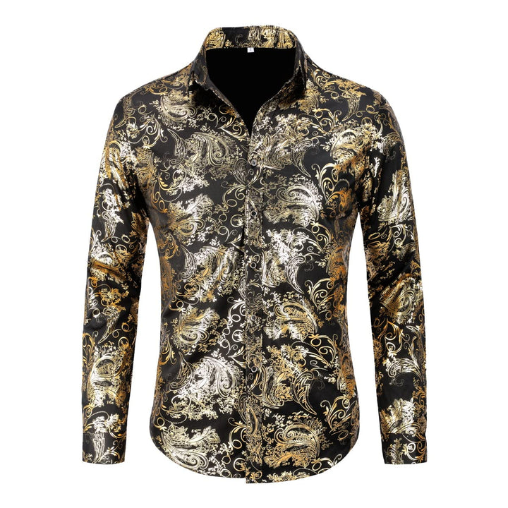 Allthemen Herren Jacquard Hemd Langarm Satin Freizeithemd Paisley Herrenhemd für Party Hochzeit S Go