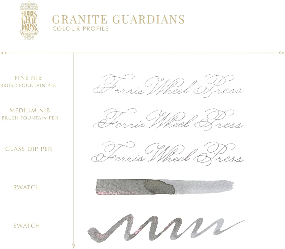 Ferris Wheel Press Ink, FerriTales Collection, Granite Guardians, Stone Grey with Rose Gold Shimmer,