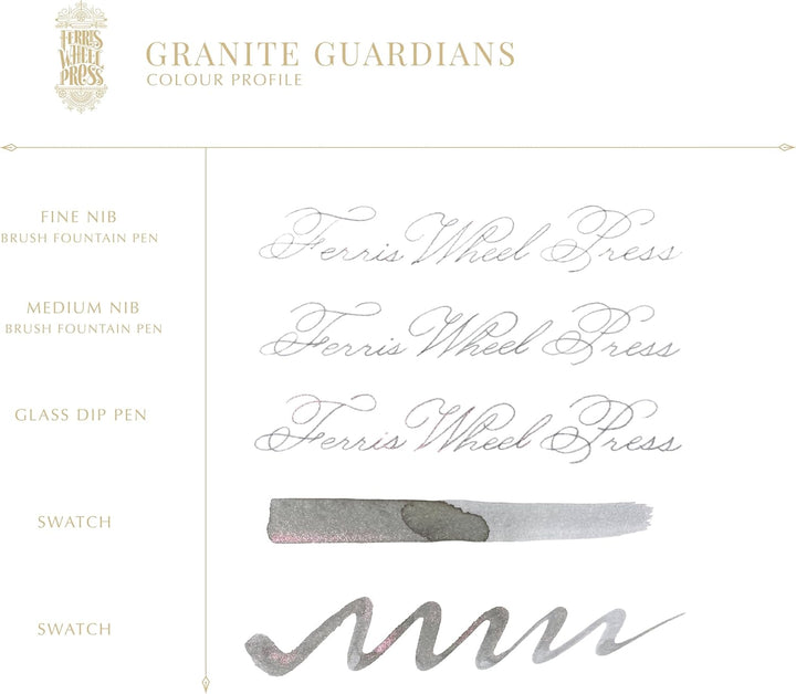 Ferris Wheel Press Ink, FerriTales Collection, Granite Guardians, Stone Grey with Rose Gold Shimmer,