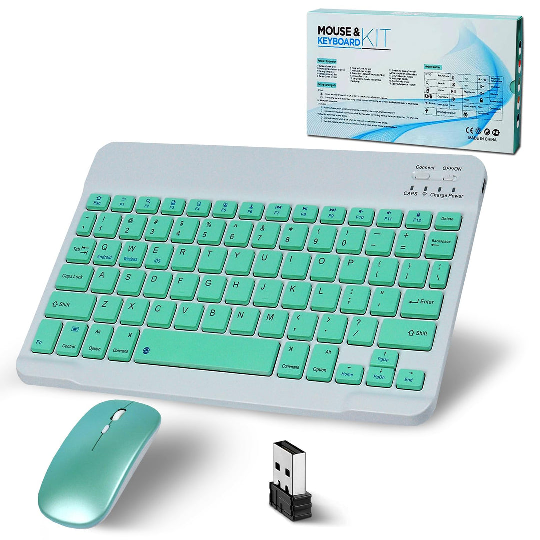 Bluetooth Tastatur Kabellos, Funktastatur Mit Maus,2.4G Maus, Mini Tastatur Ultra-Dünn Wireless Tast