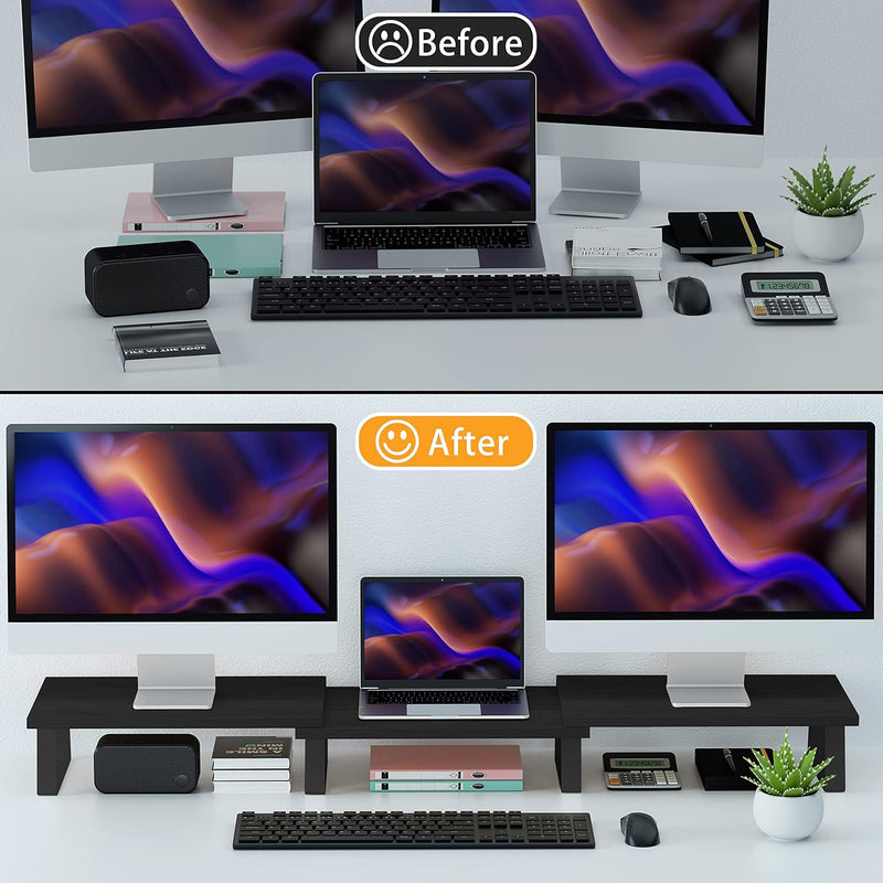 Aothia Gross Monitorständer,2- oder 3-Monitor Stand,Bildschirmerhöhung mit verstellbarer Länge und W