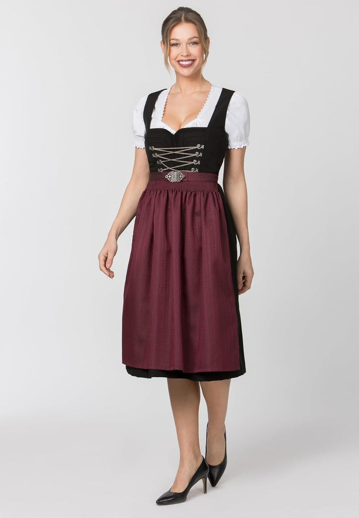 Stockerpoint Damen Adele Midi Dirndl ohne Schürze 34 Schwarz, 34 Schwarz