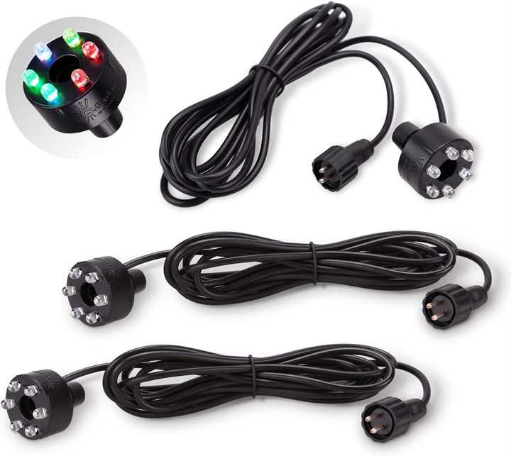 CLGarden 3 Stück LED Ring Multicolor für LED Springbrunnen Set Mehrfarbig Beleuchtung