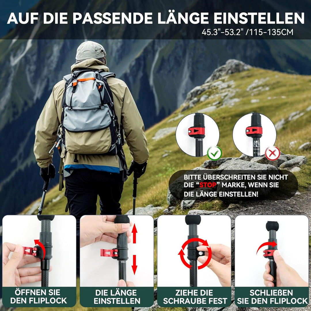 UnderwoodAggregator Carbon Fiber Trekkingstöcke – 2er Set Leichte & verstellbare Wanderstöcke für Da