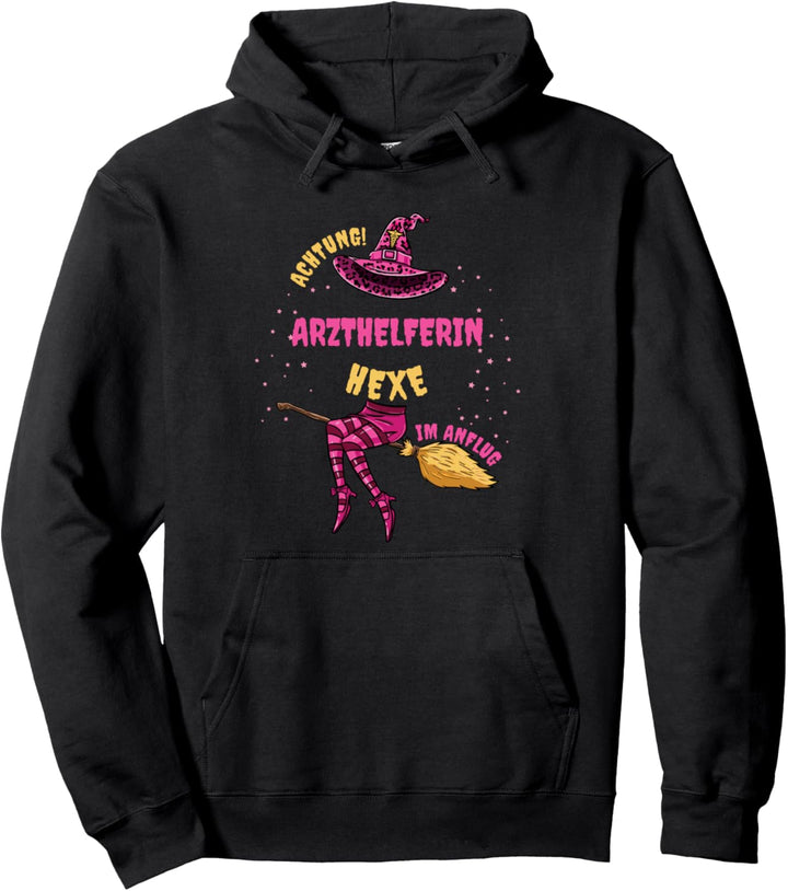 Achtung Arzthelferin Hexe Im Anflug Halloween Kostüm Pullover Hoodie