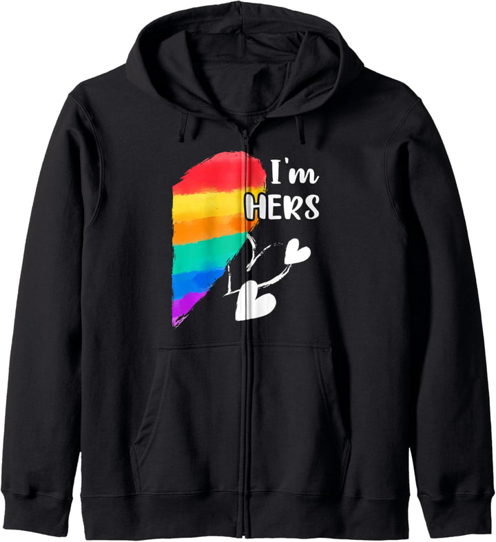 Regenbogen LGBT Herz Ich bin ihr für Paare, Lesbisch Kapuzenjacke