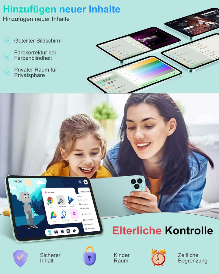2026 Tablet 10 Zoll, Android 15, Octa-Core, 22 GB RAM + 128 GB ROM (2 TB TF) | WiFi 5G + 2,4G | GPS