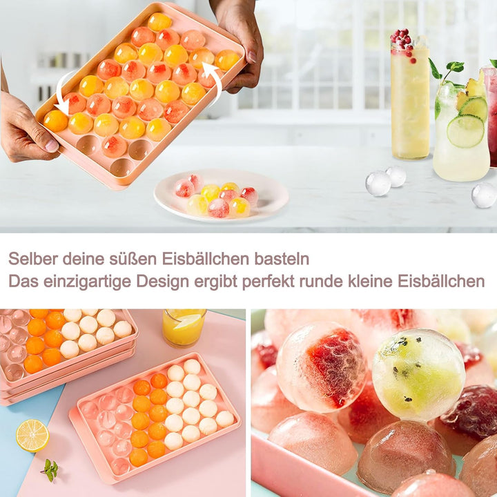 Miaowoof Eiswürfelform mit Deckel und Behälter, 2,5 cm x 99 Stück Runde Eiswürfel, Non-BPA Eiswürfel