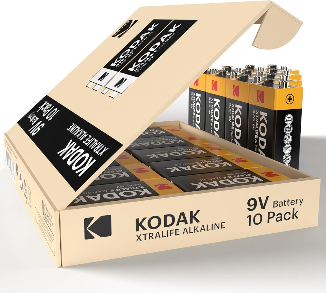 Kodak | 9 Volt Blockbatterie für Rauchmelder | 9V Batterien | 10 Stück | PP3, 9V