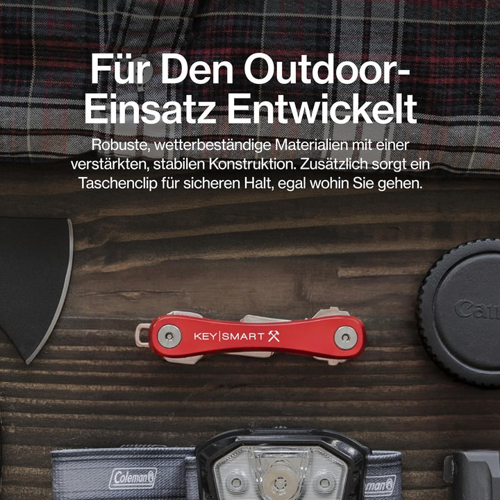 KeySmart Rugged - Multi-Tool Schlüsselhalter mit dem Flaschenöffner und Taschen Clip (bis zu 14 Schl