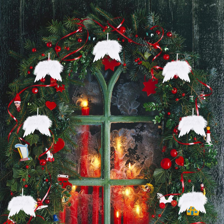 jojofuny 24 Stücke Kleine Engelsflügel Weihnachtsbaum Anhänger Weihnachten Mini Engel Flügel Deko We